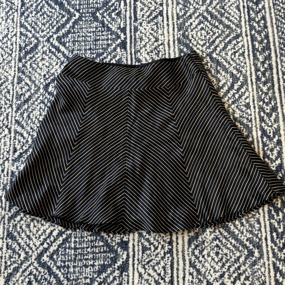 Laundry by Shelli Segal Black White Stripe A-Line Skirt Size 0 Y2K